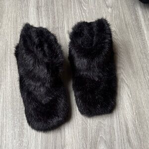 UGG Black Furry Slippers